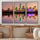 Colorful Dallas City Lights Night Skyline Wall Art Print