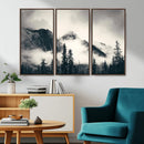 Large Foggy Mountain Forest Wall Art Canvas Print | Misty