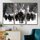 Bison Herd in Snow Wall Art Canvas Print | Rustic Western