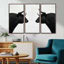 Spanish Bull Art - Framed Black and White Bull Canvas Print