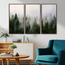 Misty Pine Forest Wall Art Canvas Print | 3 Panel Green by MyGreatCanvas | Canvas Wall Art Prints | Photo Prints & Wall Decor