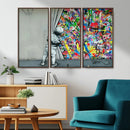 Banksy Colorful Street Graffiti Canvas Wall Art Print, by MyGreatCanvas | Canvas Wall Art Prints | Photo Prints & Wall Decor