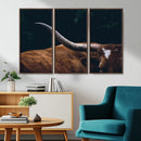 Texas Longhorn Bull Wall Art Canvas Print - Large Framed