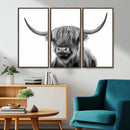 Grayscale Scottish Highland Cow Cattle Art Print Farmhouse by MyGreatCanvas | Canvas Wall Art Prints | Photo Prints & Wall Decor