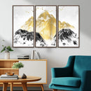 Golden Mountain Triptych Wall Art Canvas Print, Modern
