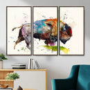 Abstract Buffalo Wall Art, Western Watercolor Bison Canvas