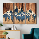 Rustic Wood Style Mountain Wall Art, Nature Forest Canvas