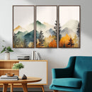 Abstract Watercolor Mountains and Trees Autumn Wall Art,