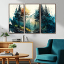 Watercolor Trees Forest Abstract Wall Art Canvas Print,