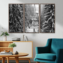 Winter Ski Lift Black and White Canvas Wall Art – Alpine
