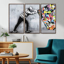 Banksy Art Behind the Curtain Street Wall Art Canvas Print |