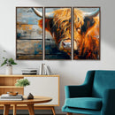 Highland Cow Abstract Canvas Wall Art – Bold Farmhouse