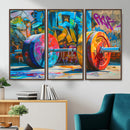Fitness Gym Barbell Graffiti Wall Art Canvas Print