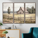 Rustic Farmhouse Barn Wall Art | 3-Panel Framed Gallery Wrap