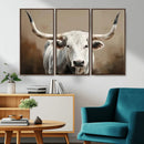 White Longhorn Bull Wall Art Canvas Print – Framed and Ready by MyGreatCanvas | Canvas Wall Art Prints | Photo Prints & Wall Decor
