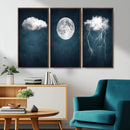 3 Piece Indigo Cloud Wall Art, Thunderstorm Moon Cloud by MyGreatCanvas | Canvas Wall Art Prints | Photo Prints & Wall Decor