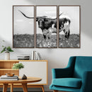 Texas Black White Highland Longhorn Cow Wall Art Canvas by MyGreatCanvas | Canvas Wall Art Prints | Photo Prints & Wall Decor