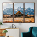 Vintage Old Barn Field Wall Art Canvas Print for Farmhouse