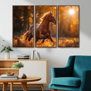 Running Horse Sunset Forest Wall Art Canvas Print