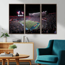 Ben Hill Griffin Stadium Night Game Triple Canvas Wall Art -