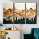 Rustic Wood Mountain Wall Art Print | Triptych Giclee Print