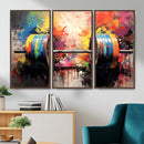 Weightlifting Barbell Art Triptych, Bold Abstract Fitness