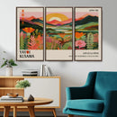 Framed Yayoi Kusama Print, Vibrant Floral Mountain Art