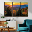 Golden Sunset Over Mountain Forest Canvas Wall Art Print -