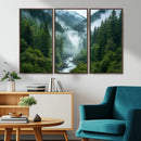 Mountain Forest River Canvas Wall Art Print - Serene Nature