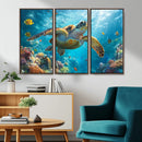 Sea Turtle Underwater Canvas Wall Art Print - Vibrant Ocean