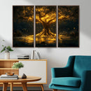 Golden Tree of Life Canvas Wall Art Print - Majestic Glowing