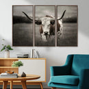 Texas Longhorn Cow Canvas Wall Art Print - Large Rustic