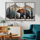 Rustic Grizzly 399 Bear and Mountain Wood Canvas Wall Art - by MyGreatCanvas | Canvas Wall Art Prints | Photo Prints & Wall Decor