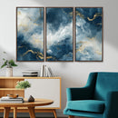 Large Abstract Print - Luxe Blue and Gold Abstract Canvas