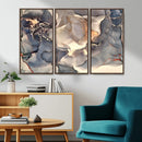 Abstract Blue and Gold Wall Art - Fluid Ink Artwork - Modern