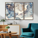 Abstract Blue and Gold Canvas Wall Art - Fluid Modern Ink