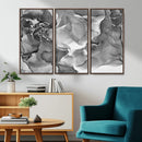 Black White Abstract Canvas Wall Art - Fluid Ink Artwork -