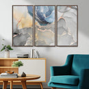 Large Abstract Blue and Gold Canvas Wall Art | Fluid Ink