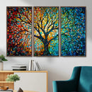 Yggdrasil Tree of Life Wall Art Print | Mosaic Style 3-Panel