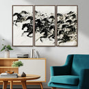 Abstract Horse Wall Art Canvas Print - Dynamic Black Ink