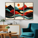 Western Wall Decor - Large Triptych Mountain Canvas - Boho