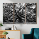 Black and White Old Angel Oak Tree Wall Art Canvas Print