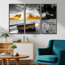 Yellow Rowboat Wall Art – Framed Tropical Shoreline Canvas by MyGreatCanvas | Canvas Wall Art Prints | Photo Prints & Wall Decor