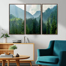 Misty Forest Mountain Wall Art Canvas Print – Framed Serene