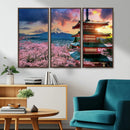 Mount Fuji Cherry Blossom Wall Art Canvas Print – Framed