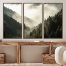 Misty Valley Wall Art Canvas Print – Foggy Forest Pine Trees