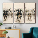 Texas Longhorn Wall Art – Framed Cattle Walking Canvas by MyGreatCanvas | Canvas Wall Art Prints | Photo Prints & Wall Decor