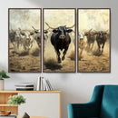 Texas Longhorn Wall Art – Framed Charging Cattle Canvas by MyGreatCanvas | Canvas Wall Art Prints | Photo Prints & Wall Decor