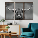 Texas Longhorn Wall Art Canvas Print – Framed Western Bull