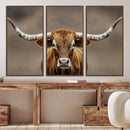 Texas Longhorn Wall Art Canvas Print – Brown Bull Rustic